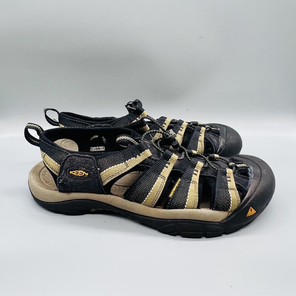 Keen Sandals Mens 9.5 Black Tan Closed Toe Water Hiking Sport Outdoor Shoes